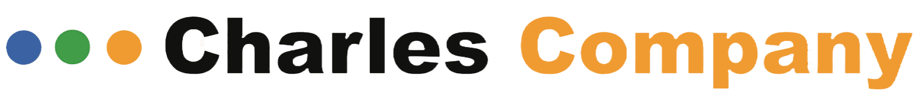 Logo with the text "Charles Company" in bold, multicolored dots before "Charles," and "Company" in orange.